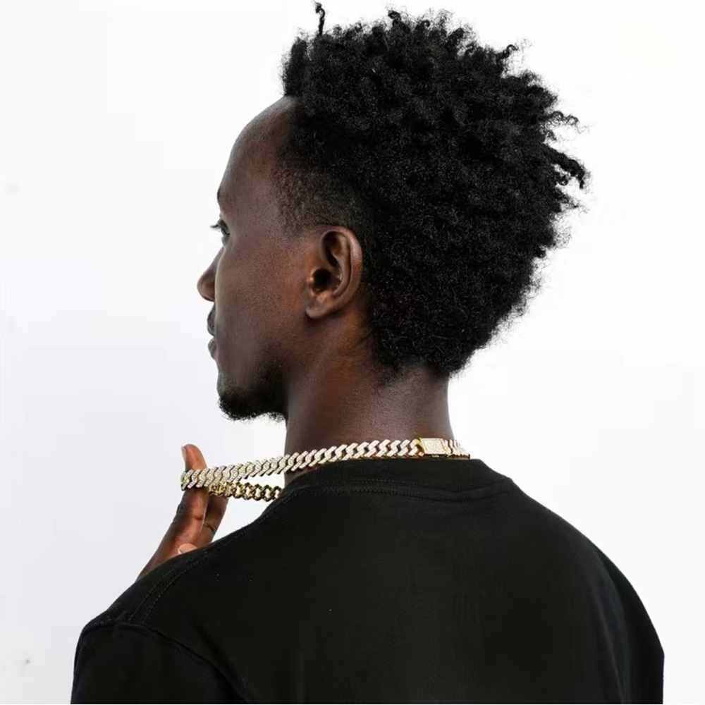 Mens Cuban Link Chain Iced Out Gold Miami Cuban Necklace With Diamond Bling - Picture 4 of 4